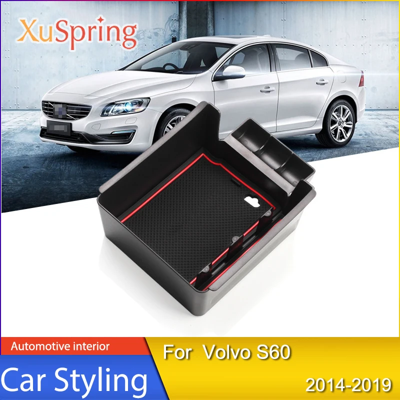 

For Volvo S60 2014 2015 2016 2017 2018 2019 Console car armrest central storage box container glove organizer Case accessories