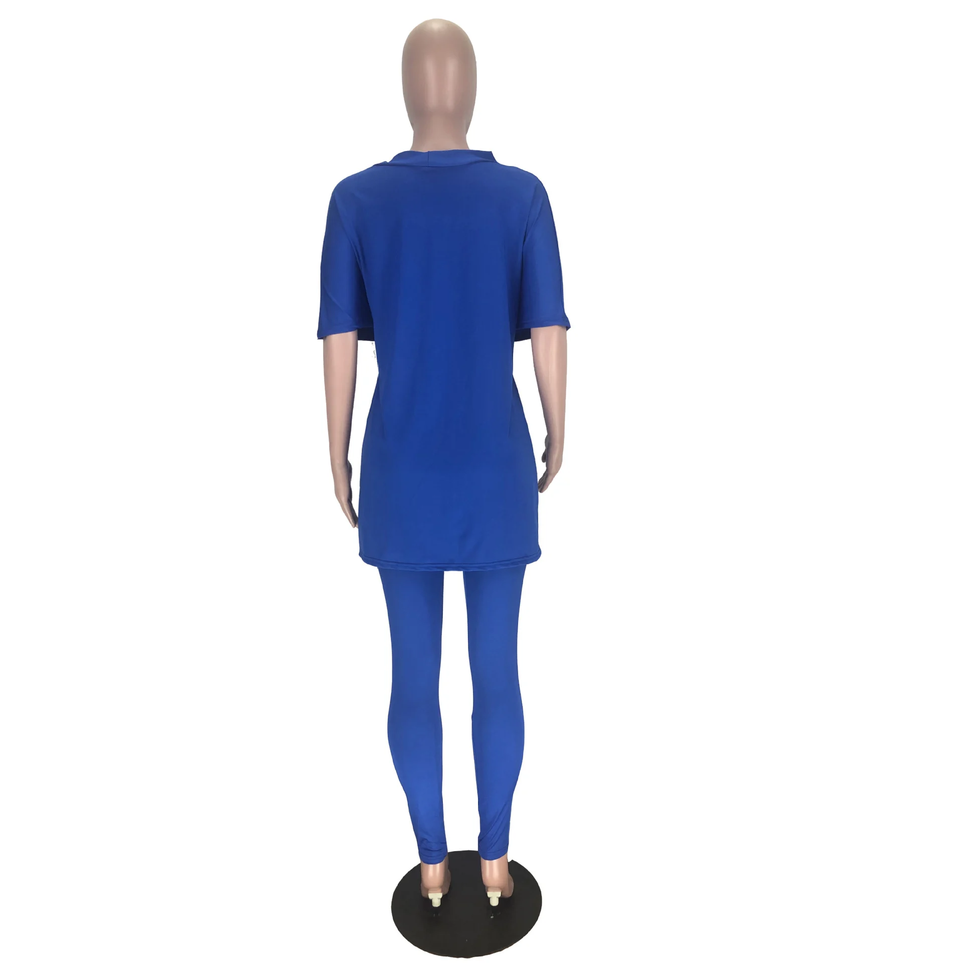 

2 Piece Set women Suit European and American Fashion Women's Solid Color T-shirt Pants Two-Piece Set