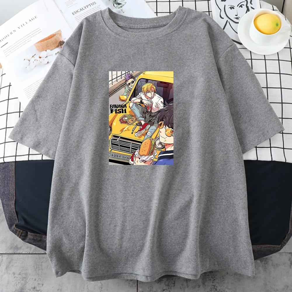 

Banana Fish Print T Shirt Women Summer New Cool Short Sleeve T-shirt Female Harajuku Loose O Neck Streetwear Tshirt Oversize Tee