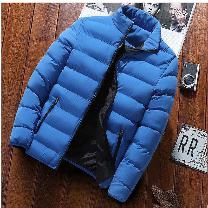 

2021 new warm and thick men's windbreaker jacket men's casual winter jacket jacket men's real-collar windproof cotton down jacke
