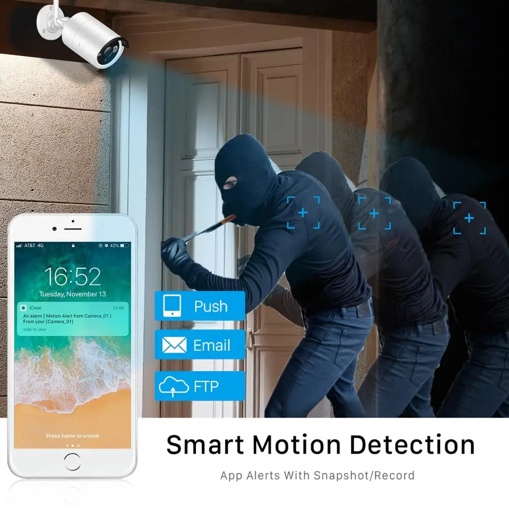 BESDER 5MP IP Камера Wi Fi на открытом воздухе ИК Ночное видение Обнаружение движения 1080P