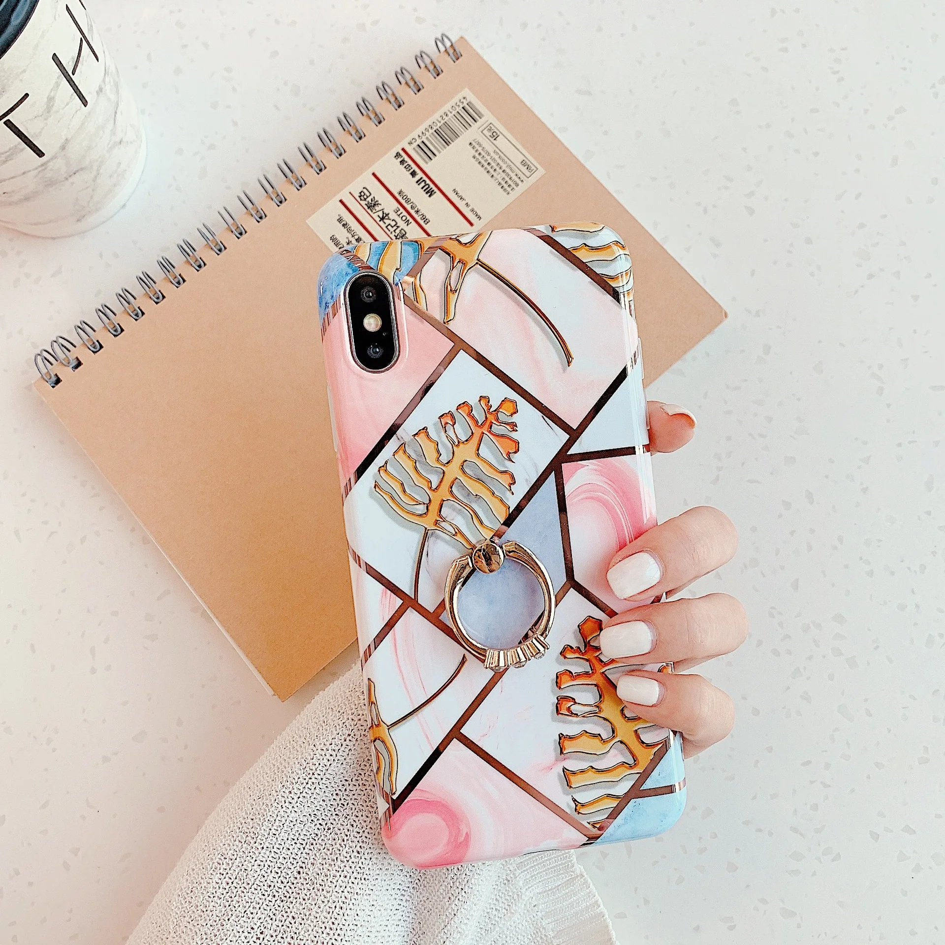 Geometric Marble Ring Stand Holder Phone Case For iPhone 11 Pro Max XR XS 6 6S 7 8 Plus X Luxury Soft Silicone Back Cover | Мобильные