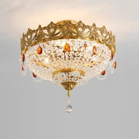 french full copper ceiling lamp living room bedroom study porch balcony round lamps europe luxury atmosphere crystal lamp