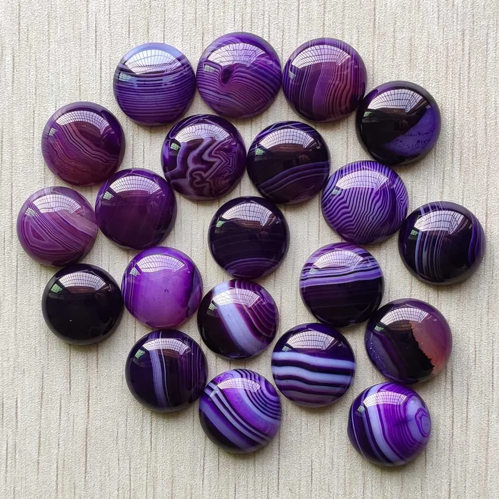 

Wholesale 20pcs Fashion Natural purple stripe onyx round cabochon 20mm beads for jewelry accessories making free shipping