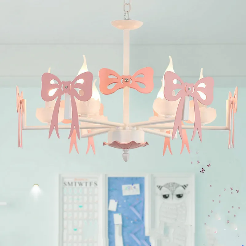 Розовая Свадебная декоративная люстра освещение светодиодные фонари детская