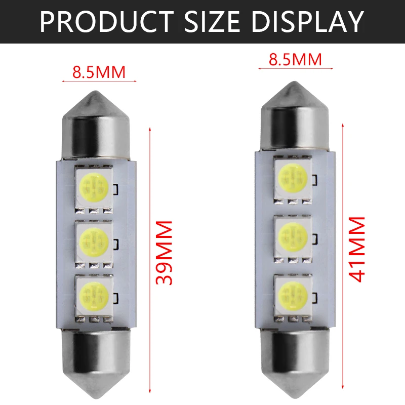 10 шт. Автомобильные светодиодные C5W 5050 3 Smd 3Smd 31 мм 36 мм 39 мм 41 мм Dc 12 В лампа для внутреннего корпуса двери свет лампочка указателя поворота