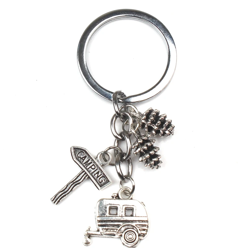 Camping Keychain Trailer RV Caravan Campground Key Chain, Nature Outdoors, Summer Vacation, Snowbirds Keyring Souvenir Key Chain - Цвет: 1