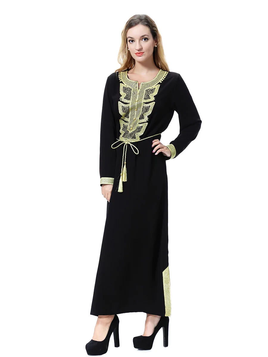 

Arab Malaysia Longuette Muslim Long Sleeve Longuette Pure color Leisure fashion