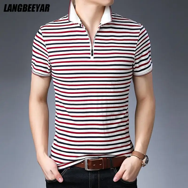 

Top Quality New Summer Brand Tops Man Stretch Plain Polo Shirt Striped Stand Collar Short Sleeve Casual Fashion Mens Clothes
