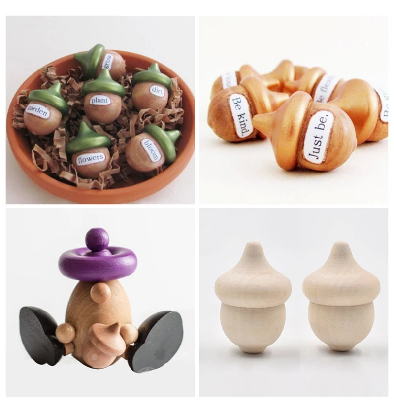 Деревянный Желудь поделки сделай сам из необработанного дерева ручная роспись