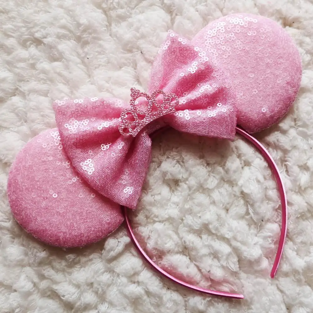 2020 New 3.3&quot Mouse Ears Headband Big Sequin Bow Snow Princess Hair Band For Girls Women DIY Accessories Headbands | Аксессуары для