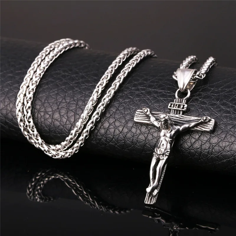 

Religious Jesus Cross Necklace For Men 2021 New Fashion Gold Color Cross Pendent With Chain Necklace Jewelry Gifts For Men