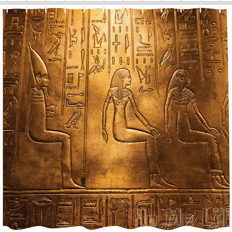 Египетская занавеска для душа от Ho Me Lili Hieroglyphics со старыми логотипами алфавитный