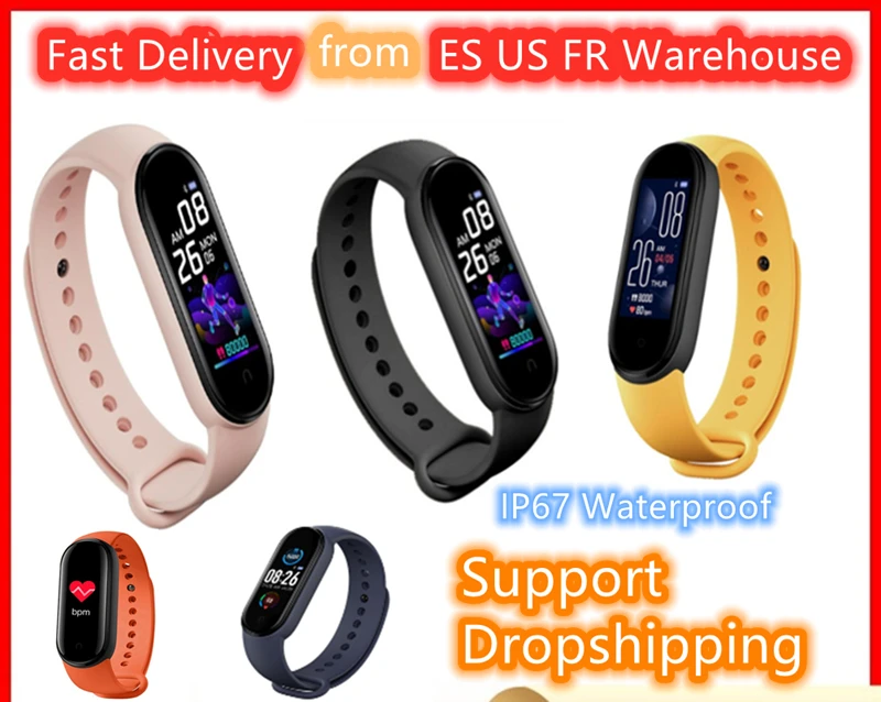 

Portable M5 Smart Band Pedometer Bluetooth Heart rate Monitor Sport Fitness Tracker Smart Bracelet IP67 Waterproof Wristwatch