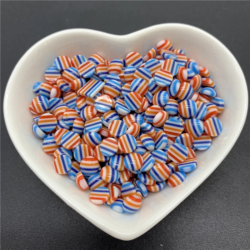 Полукруглые бусины из смолы 50 шт./лот 6 мм полосатые с плоской задней стороной для