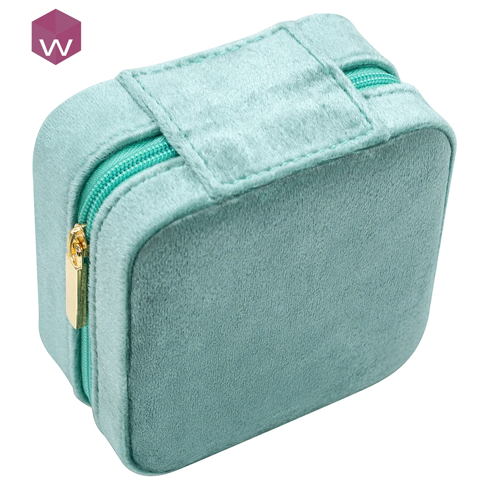Velvet Pu Leather Small Travel Jewelry Box Portable Jewellery Organizer Storage Case Custom Logo