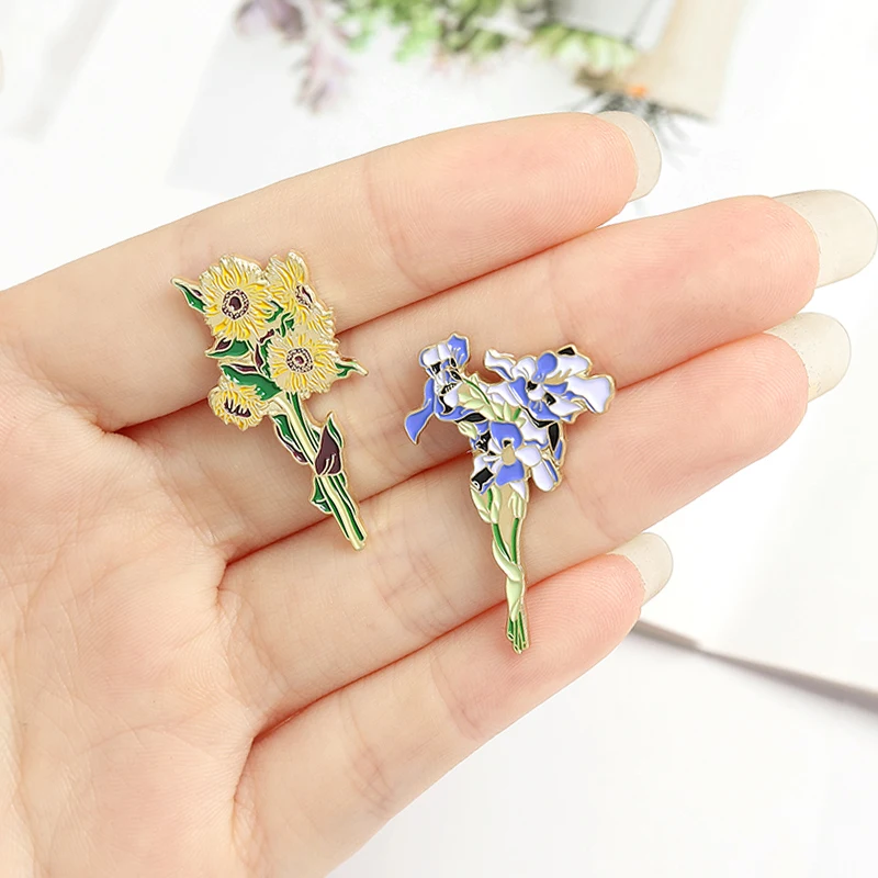 Шпильки с эмалевым покрытием Chomper Rafflesia Cactus Sunflowers Iris в черно-белом исполнении с изображением луны, кота из фильма Pulp Fiction - броши-значки на прищепке в подарок.