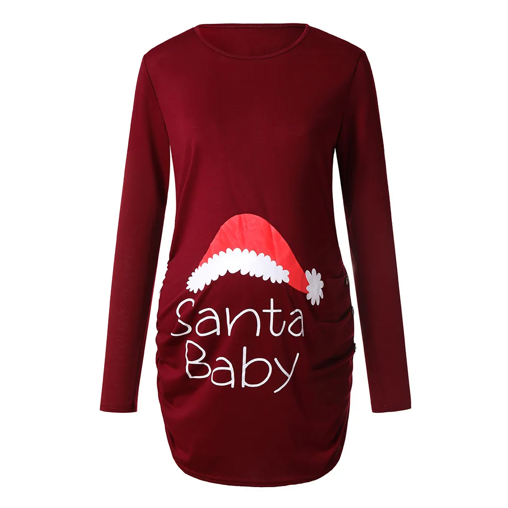 Рождественский топ с длинным рукавом для беременных женщин рождественским