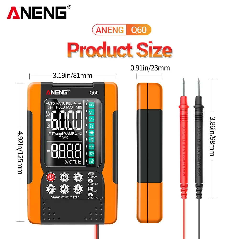 Цифровой мультиметр ANENG тестер речевого распознавания транзисторов 6000 отсчетов