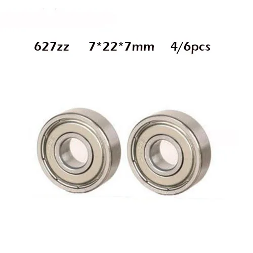 

627ZZ 7*22*7(mm) 4/6pieces free shipping bearing ABEC-1 metal Sealed Bearing 627 ZZ chrome steel deep groove bearing