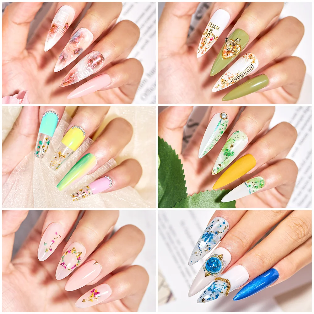 6 коробок набор натуральных сушеных цветочных гелей впитывающий Гель-лак для