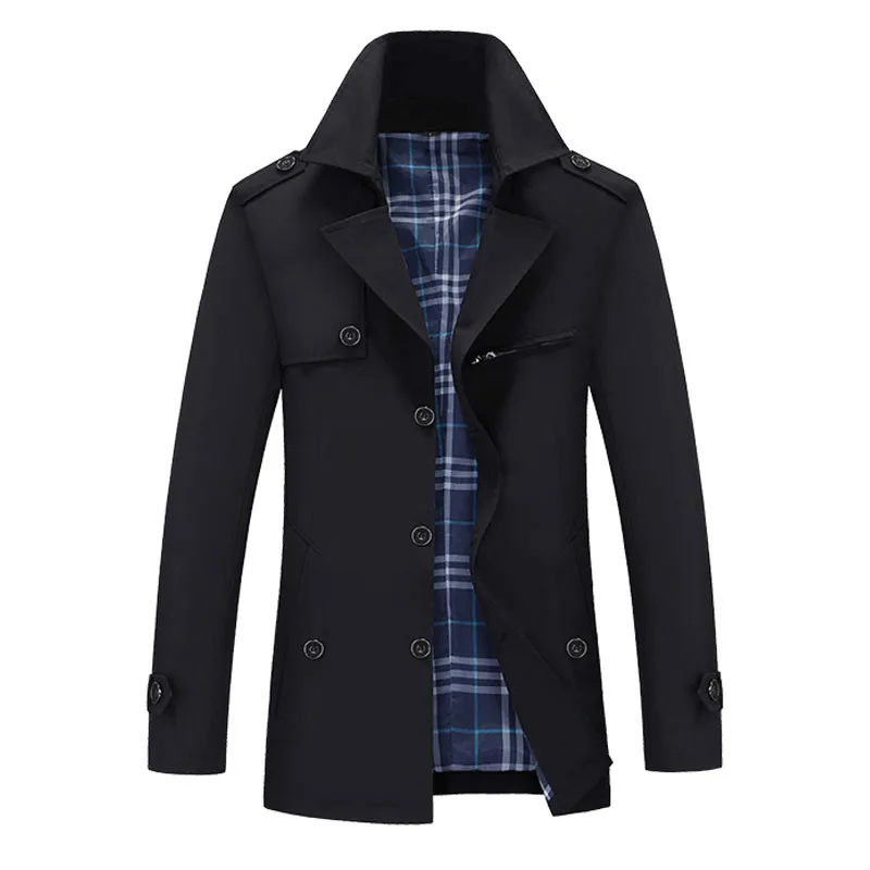 

New Trench Men 2020 Windbreakers Fashion Solid Color Casual Long Warm Fleece Jacket Outwear Overcoat For Male Large Size