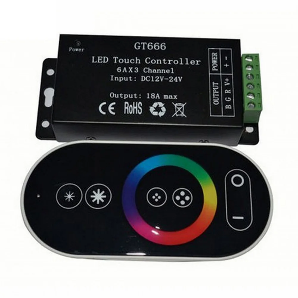 Светодиодный контроллер 6Ax3channel 18A RF беспроводной сенсорный RGB сенсорная панель