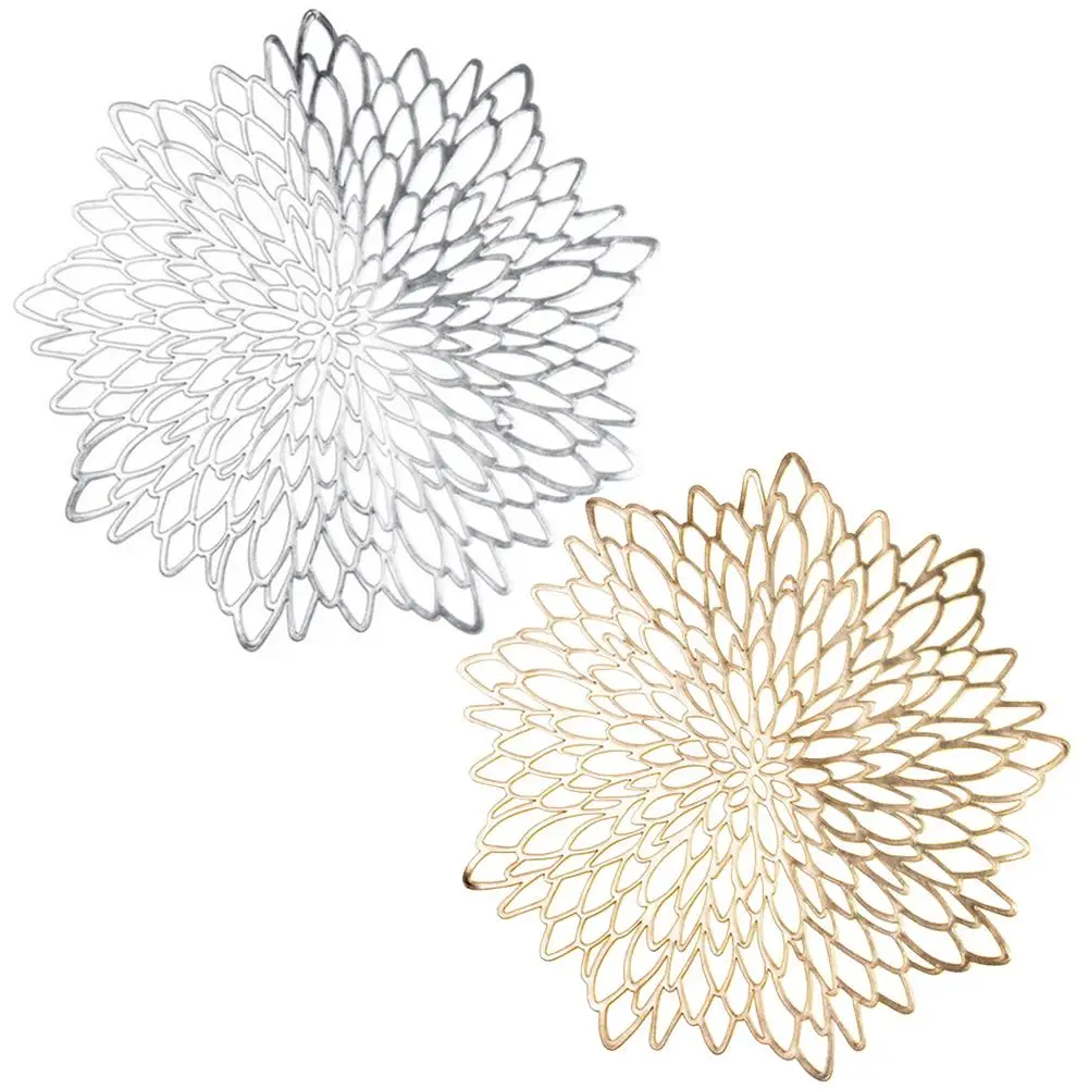 1 шт. цвета: золотистый серебристый цветок круглой формы столовых Coaster круглый