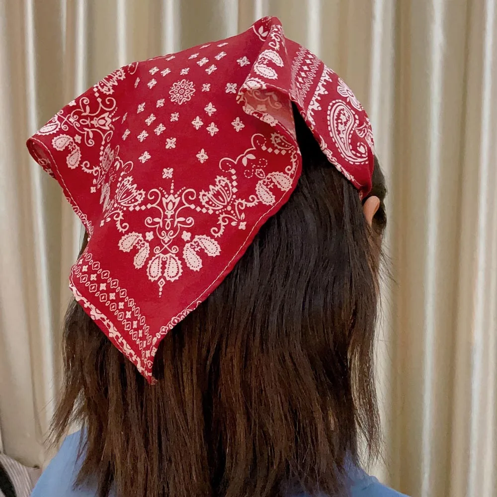 

Floral Print Scrunchies Hair Scarf Elastic Band Cute Turban Headwrap Headbands Women Triangle Bandanas Hair Accessories