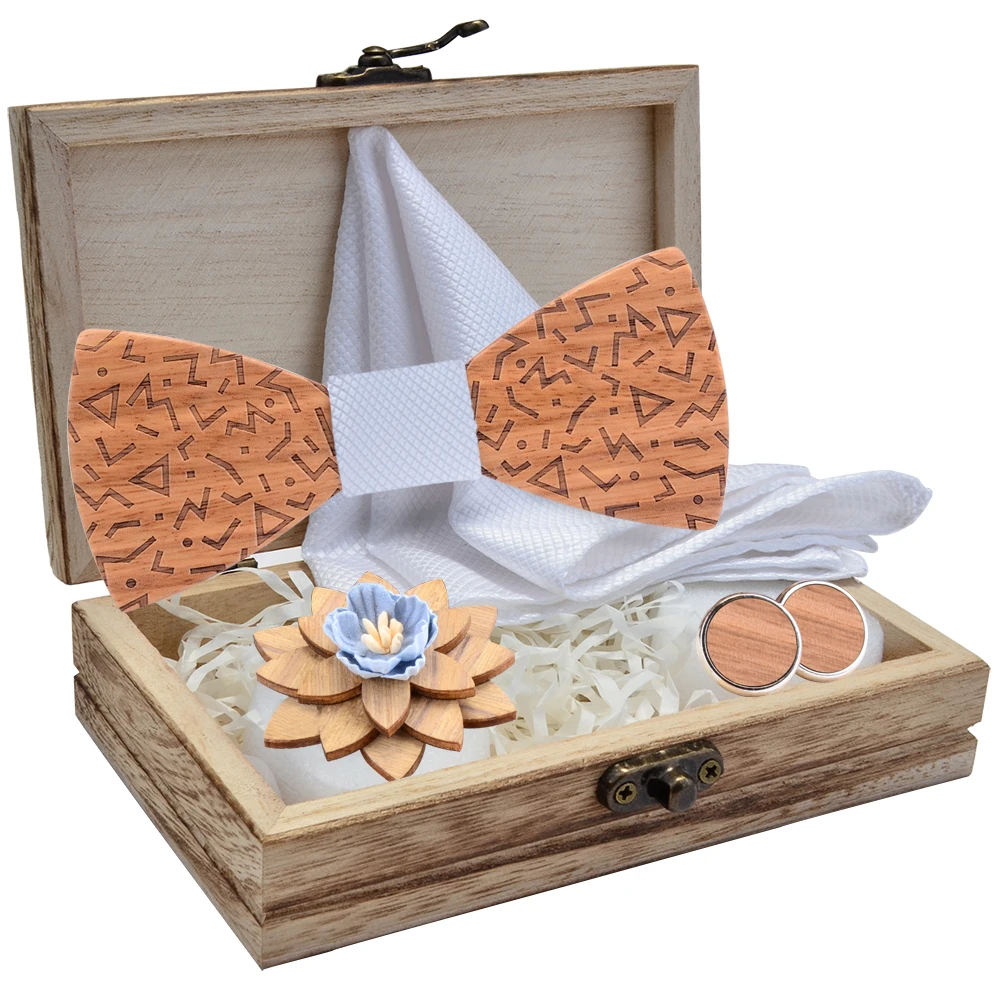 Новый Модный цветочный деревянный галстук бабочка из дерева Шелковый мужской