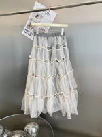 summer new 2021 women high quality fashion flower mesh midi casual skirt for female ddxgz2 7 11