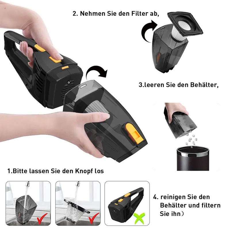 Беспроводной автомобильный пылесос для сухой и влажной уборки 120 Вт 6 кПа|Пылесос|