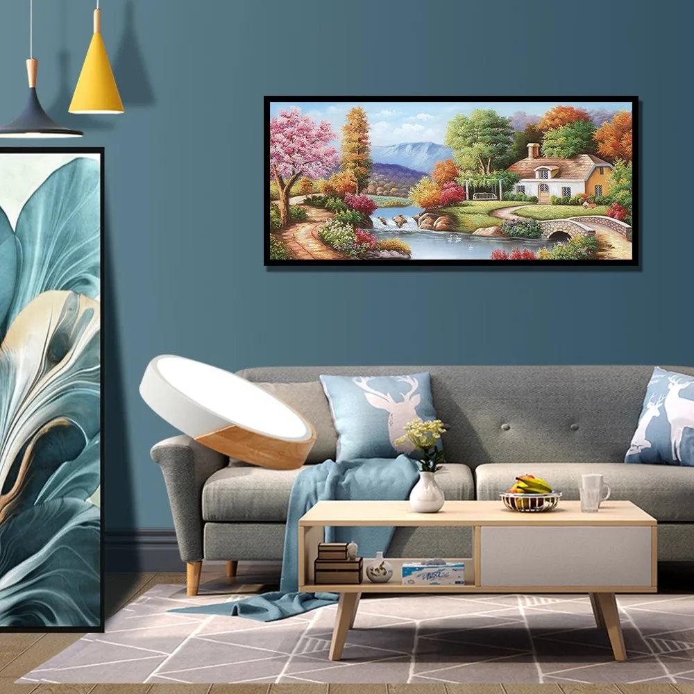 

Farmhouse 3D Art Reproduction Canvas Frameless Art for Living Room Decoration