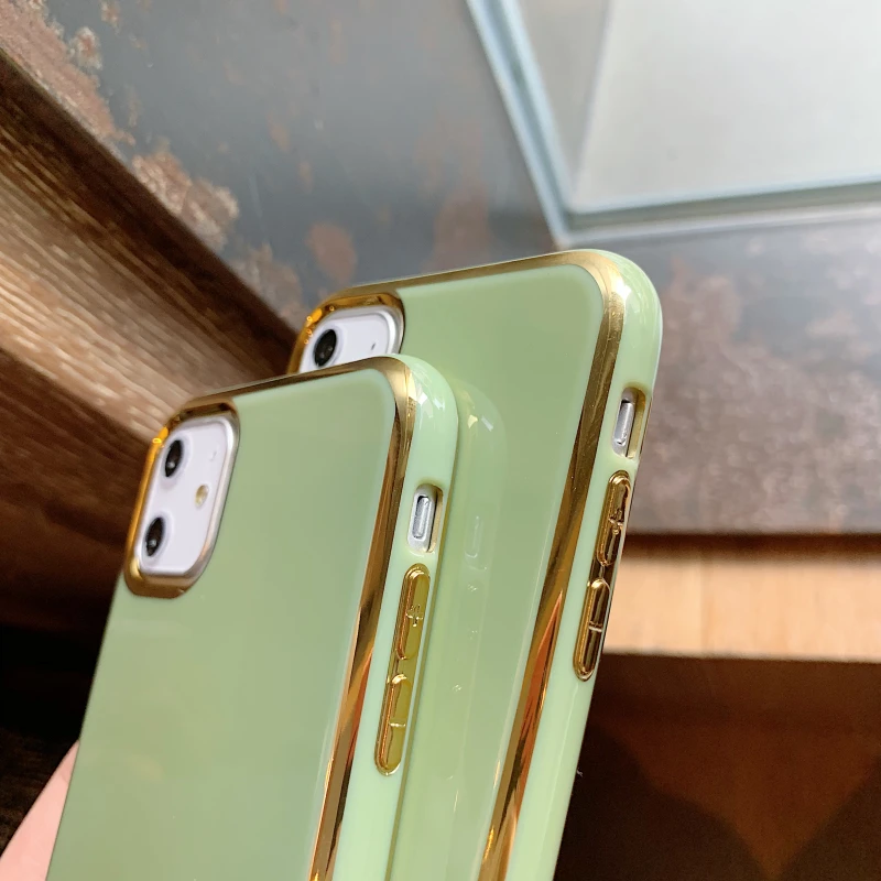 

Solid Color Soft Silicone Back Cover Capa for Iphone 11 Electroplated Shockproof Phone Case for IPhone 11 Pro Max