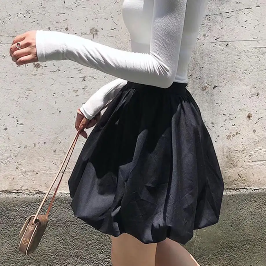

2020 new pricess intage Ball Gown Skirts Women High Waist Sweet Style Mini Ruched Skirt