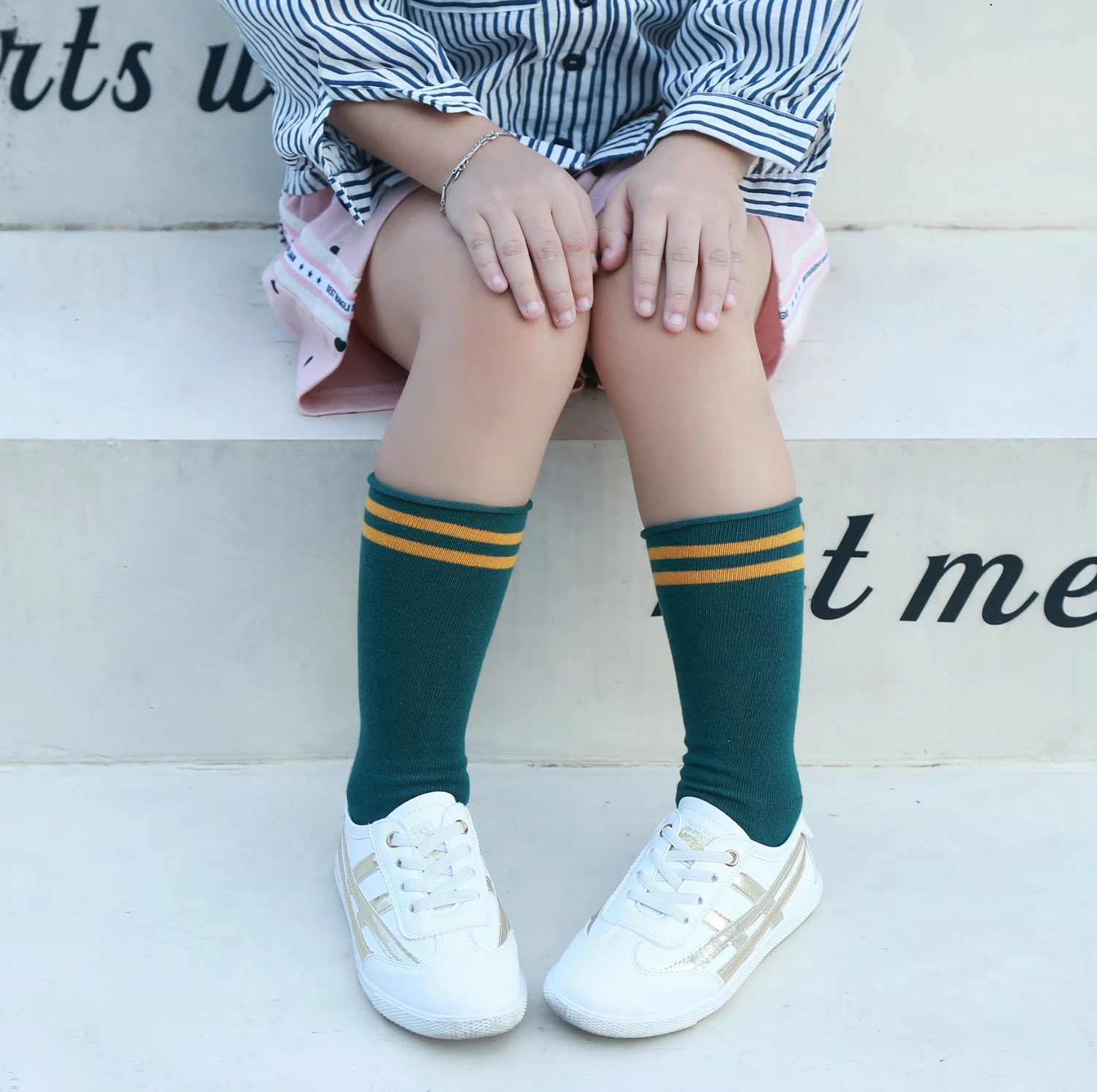 1 пара модных зимних спортивных колготок в полоску для маленьких девочек Сезон