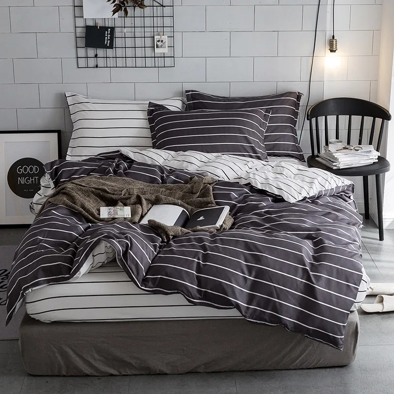 

Stripe bedding set luxury blue comforter bedding sets bed linen duvet cover set bed set twin queen king bediing set kids adult