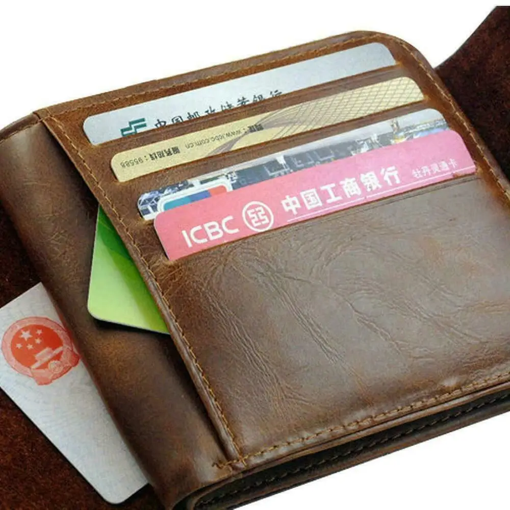 

Retro British Style Gift Pu Leather Wallet Brown Buckle Wallet Card Wallet Multi-folding Design For Men And Women Smooth Texture