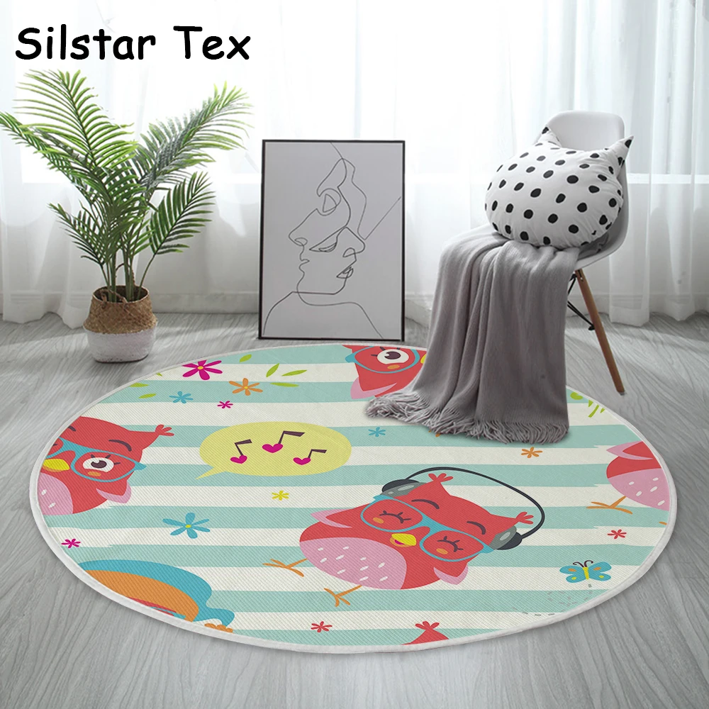 Круговой коврик Silstar Tex с изображением птицы Минервы детский прикроватный ковер