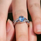 Классические переплетенные кольца CAOSHI с голубым кристаллом овальной формы, изысканная Женская бижутерия, повседневное сочетание, высокое качество