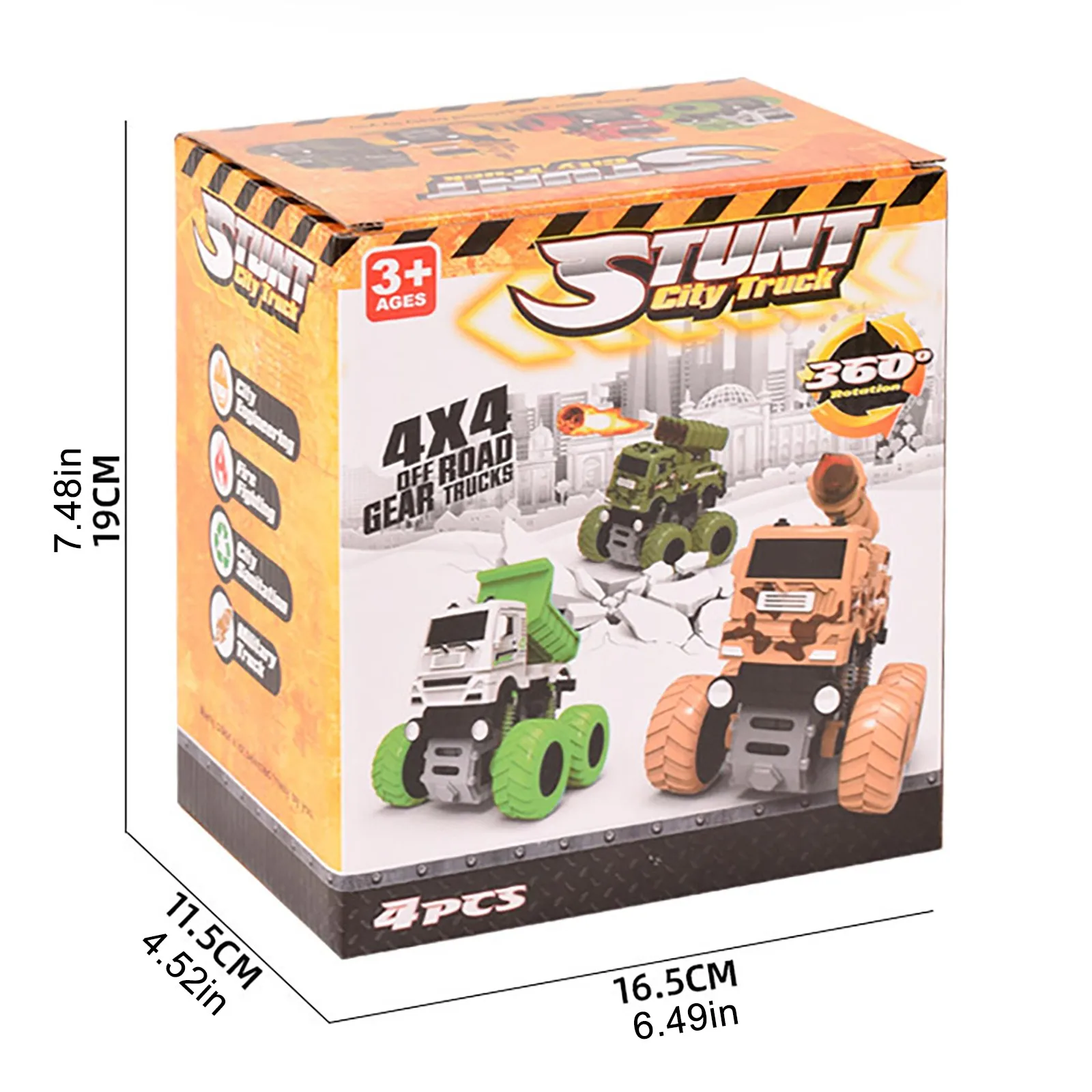 

Children's toy car 4-pack Friction Powered Toy Car Push And Go Vehicles Engineering Car Military Kids Birthday Toys Gift #Y10