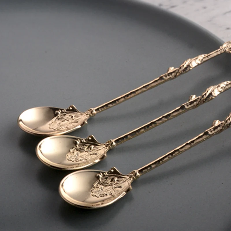 Винтажный Королевский стиль кокосовое дерево чайная кофейная ложка мороженое