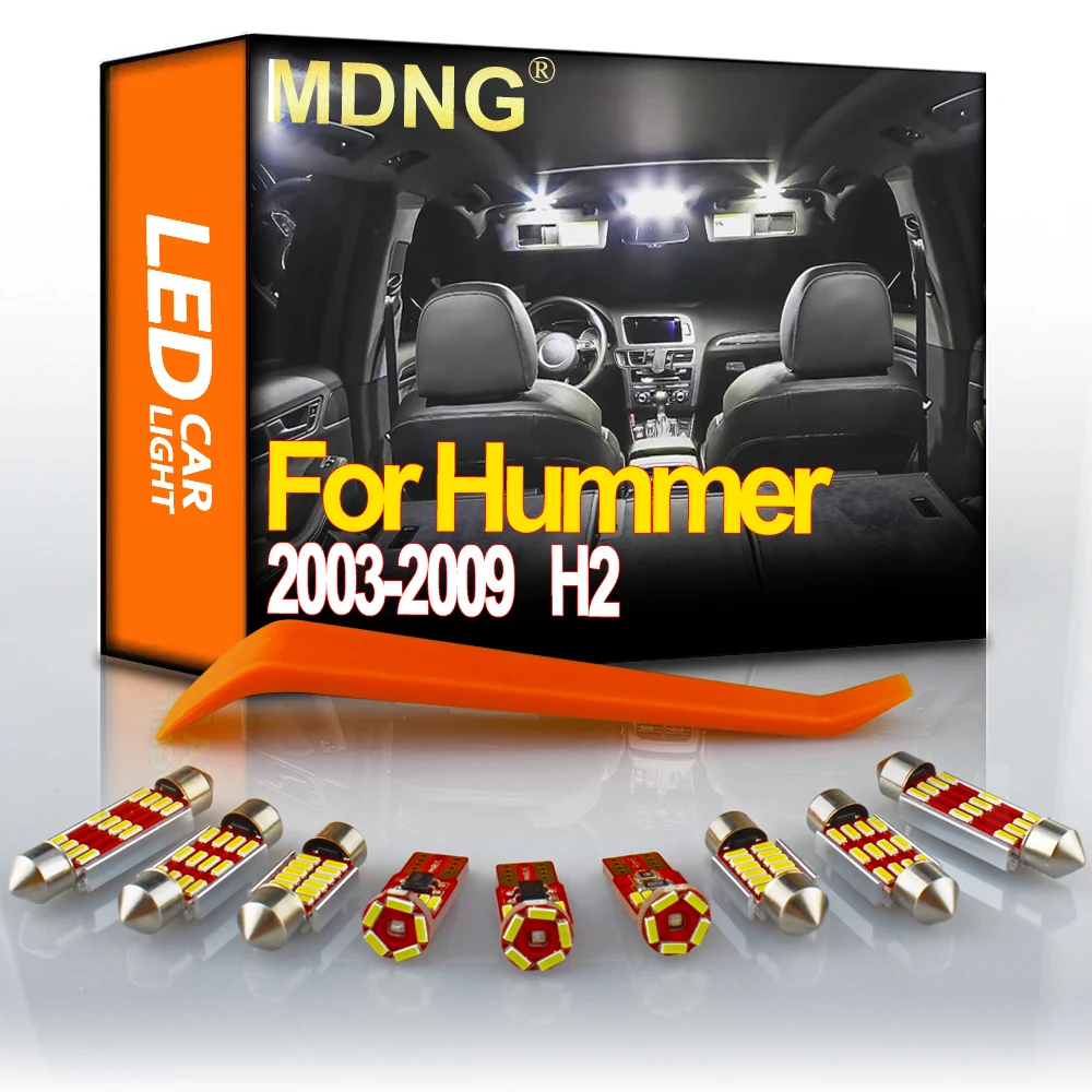 

MDNG 15Pcs White Interior LED Light Kit For 2003-2009 Hummer H2 Canbus Vehicle Bulb Dome Map Reading License Plate Trunk Lamp