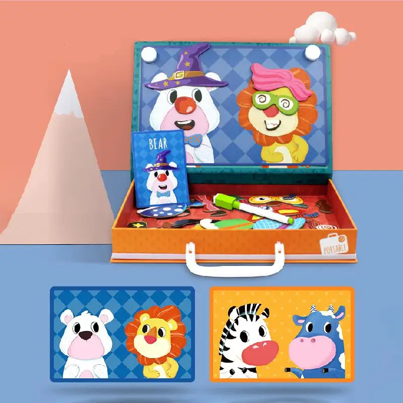 Деревянный магнитный пазл портативные магнитные наклейки раннее