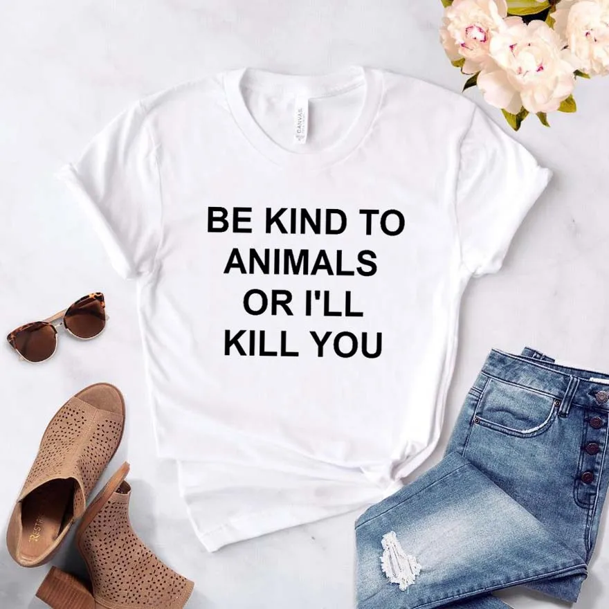 

Women T Shirt Be Kind To Animals Letter Print Tshirt Women Short Sleeve O Neck Loose T-shirt Ladies Summer Causal Tee Shirt Tops