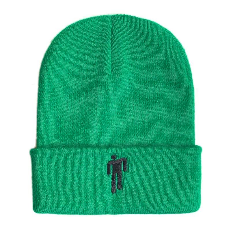Grass Green Billie Eilish Beanie шапка для женщин и мужчин, вязаное, тёплое, зимнее, однотонное, хип-хоп, повседневное, с манжетами, широкий берет-Боб - Цвет: Grass Green