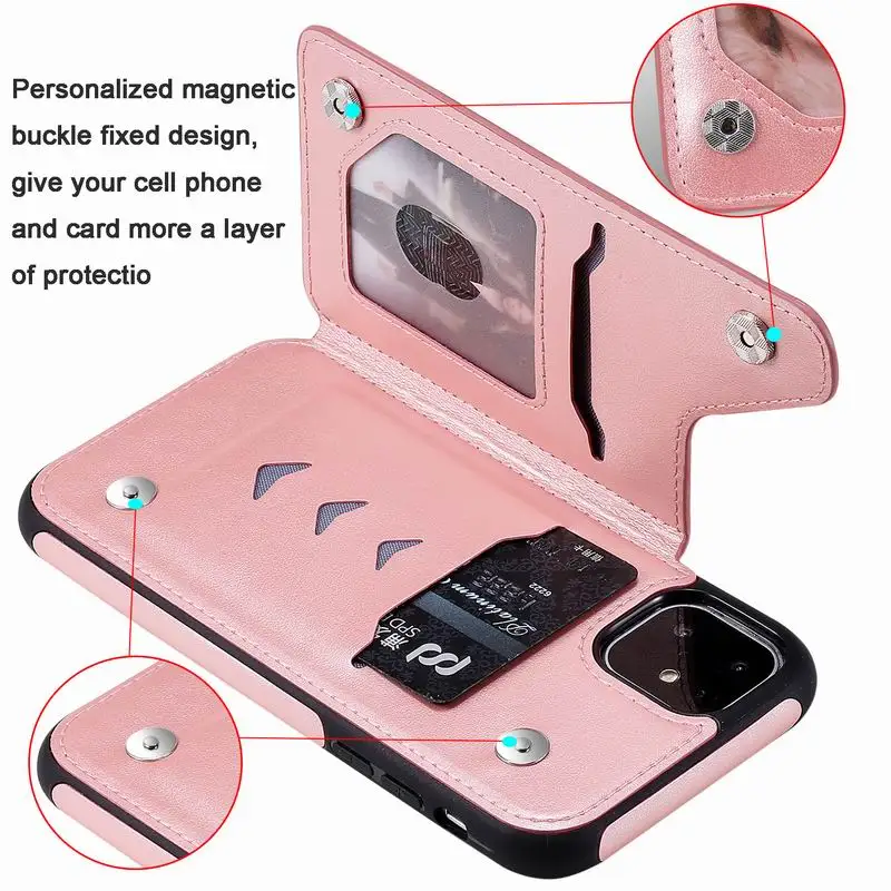 Чехол с несколькими отделениями для карт iphone SE2 6 6S 7 8 Plus X XS Max XR 11 Pro 12 Mini Кожаный