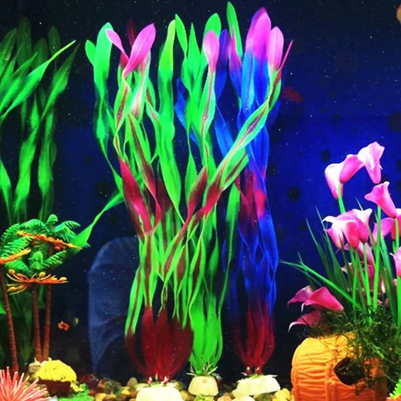 10pcs Plastic Water Grass Artificial Lifelike Safe Terrarium Accessories For Aquarium | Дом и сад