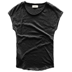 Мужская хлопковая футболка Zecmos, облегающая, с закругленным подолом, лето