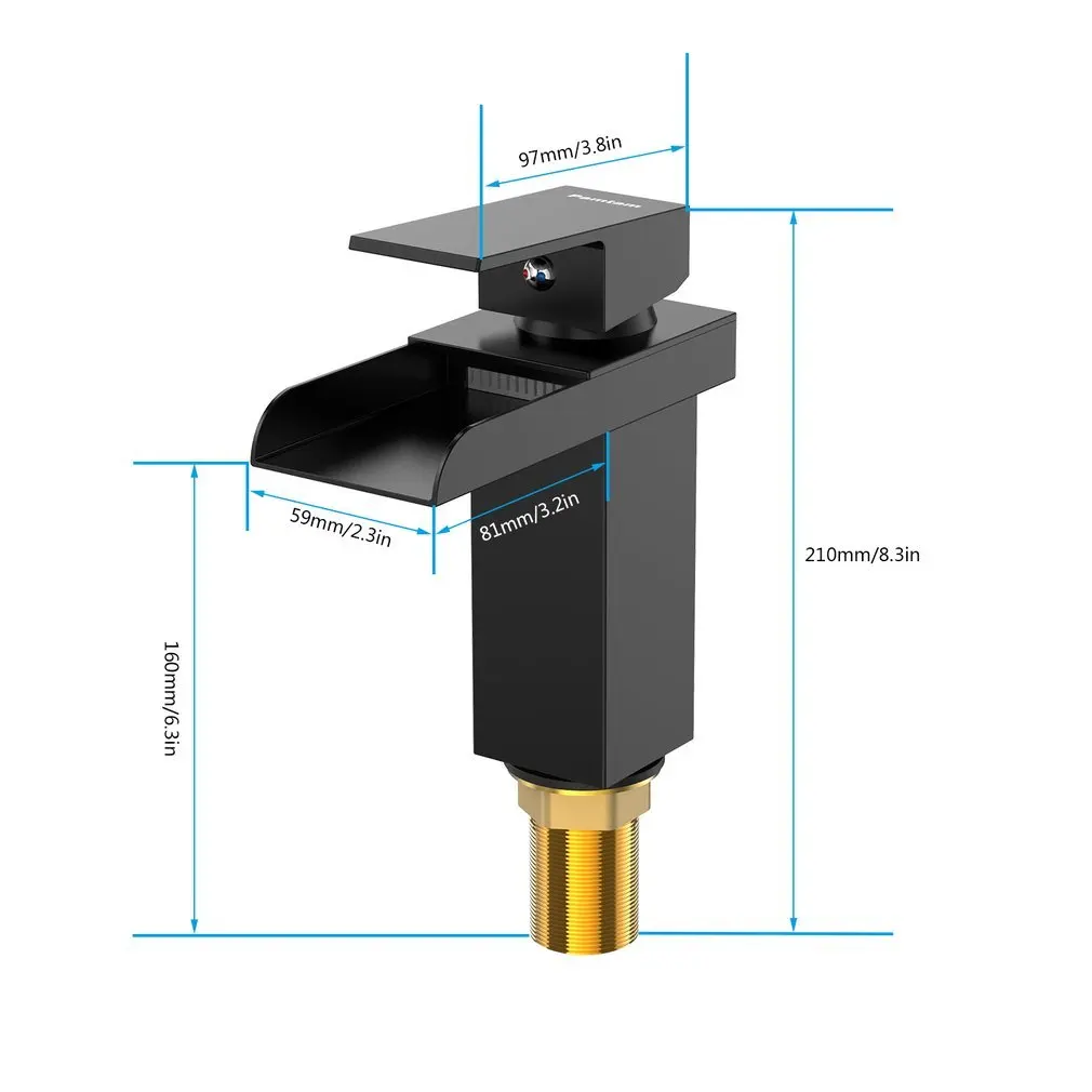 

Modern Single Handle Waterfall Bathroom Vanity Sink Faucet Cold & Hot Water Mixer Tap Wash Basin Faucet Kitchen Deck Mounted